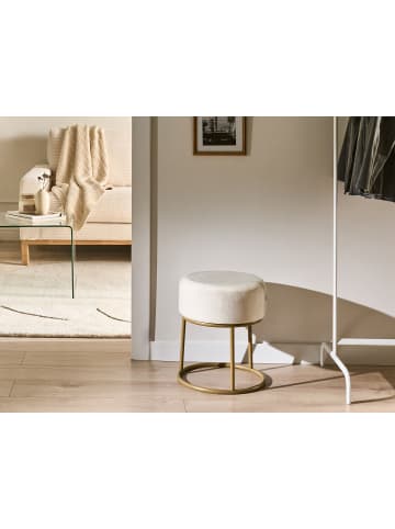 Beliani Hocker DELCO in Weiß/Gold - (W) 35 x (H) 40 x (L) 35 cm