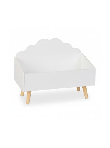 relaxdays Kindertruhe in Weiß/ Natur - (B)58 x (H)45 x (T)28 cm
