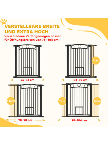 Pawhut Hunde Türschutzgitter Schwarz 76-104L x 106H cm