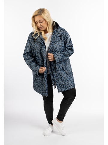 Schmuddelwedda Plus Size Regenmantel Mit Leoprint in Blau Grau Schwarz Leo