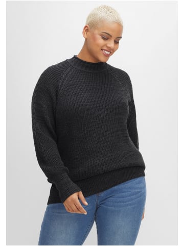 sheego Pullover in schwarz meliert