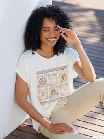 Heine Kurzarmshirt in ecru-taupe-bedruckt