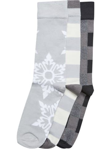Urban Classics Urban Classics Unisex Christmas Snowflakes Socks 3-Pack in lightasphalt