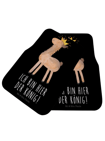 Mr. & Mrs. Panda Fußmatte Auto Lama König mit Spruch in Schwarz