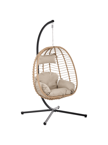 Beliani 4-tlg Hängesessel PALLARE in Naturfarben/Beige/Schwarz