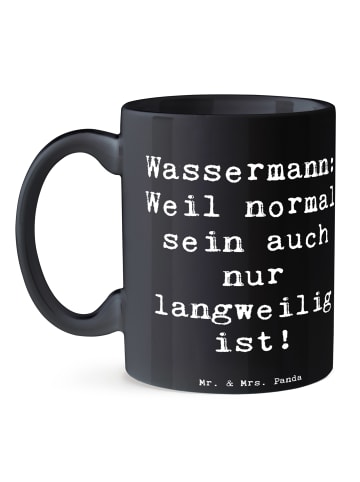 Mr. & Mrs. Panda Kaffeebecher Spruch Wassermann Unikat mit Spruch in Schwarz