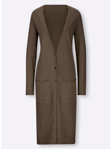 Heine Long-Strickjacke in oliv