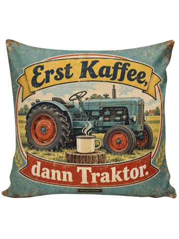 Mr. & Mrs. Panda Dekokissen Traktor humorvoll Design mit Spruch in Weiß