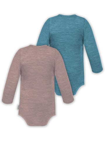 Normani Outdoor Sports 2er Set Unisex Baby Wickelbody Langarm-Strampler in Rosa/Blau