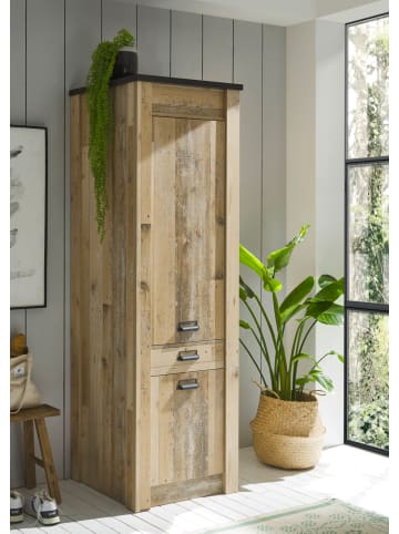 Furn.Design Hochschrank Used Wood hell, anthrazit 62 cm, Küchenschrank mit Soft-Close