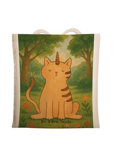 Mr. & Mrs. Panda Uni Tasche Einhorn Katze Design ohne Spruch in Weiß