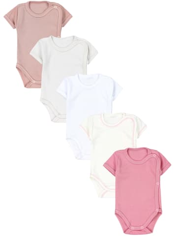 TupTam Unisex Baby Kurzarm Wickelbody 5er Pack in rosa/weiß