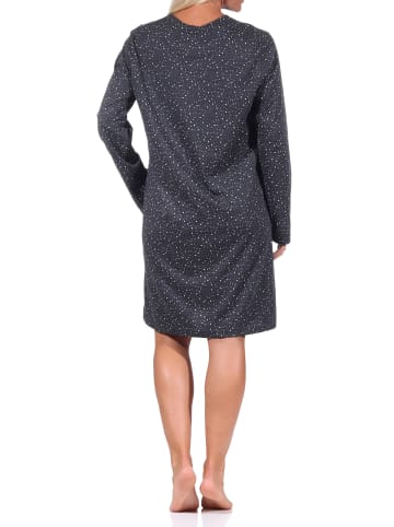 NORMANN Nachthemd Bigshirt langarm Punkte Tupfen - 69821 in anthrazit