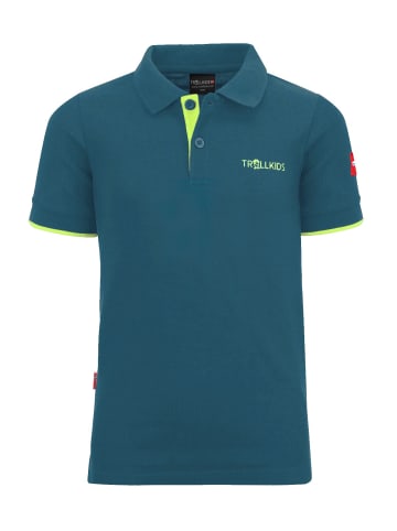 Trollkids Poloshirt "Bergen XT" in Petrolblau/Grün