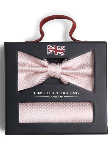 Finshley & Harding London Fliege und Einstecktuch in rosa