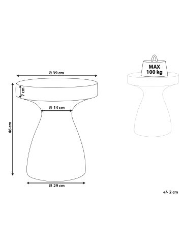 Beliani Beistelltisch BIVIERE in Weiß - (W) 39 x (H) 46 x (L) 39 cm