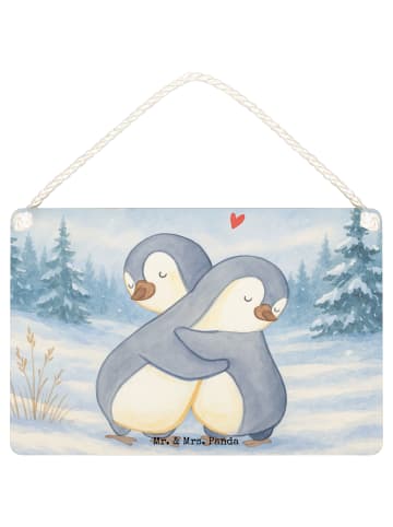 Mr. & Mrs. Panda holzbild Pinguine Kuscheln Design ohne Spruch in Weiß