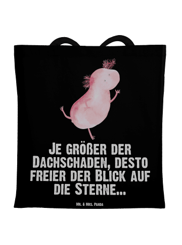 Mr. & Mrs. Panda Shopping Tasche Axolotl Tanzen mit Spruch in Schwarz