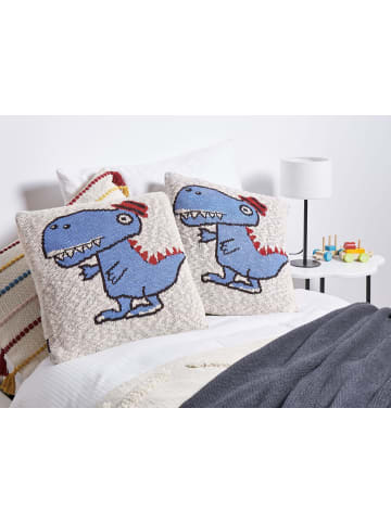 Beliani 2er-Set Dekokissen GAMBIR in Blau/Beige