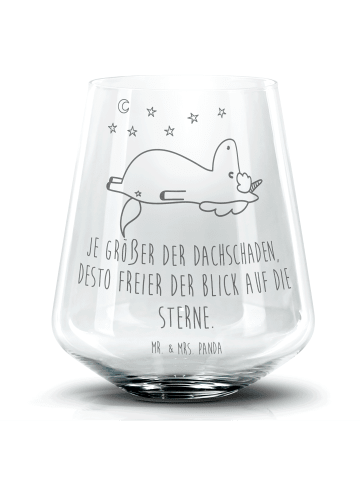 Mr. & Mrs. Panda Tumbler Glas Einhorn Sternenhimmel mit Spruch in Transparent