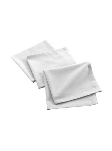 Douceur d’Intérieur Stoffservietten MISTRAL, Baumwolle aus Recycling, 3 Stück in Weiß, 40 x 40 cm