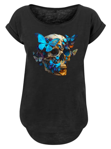 F4NT4STIC Long Cut T-Shirt Schmetterling Skull LONG TEE in schwarz