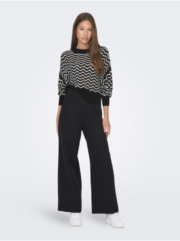 JACQUELINE de YONG Struktur Strickpullover Wellen Streifen Muster JDYRITA in Schwarz