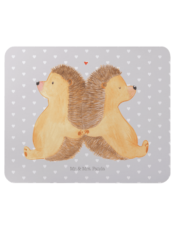 Mr. & Mrs. Panda Mauspad Igel händchenhaltend ohne Spruch in Grau Pastell