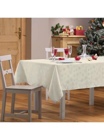 Douceur d’Intérieur Weihnachtstischdecke Jacquard FLOCONS in Golden, (B) 240 x (L) 140 cm