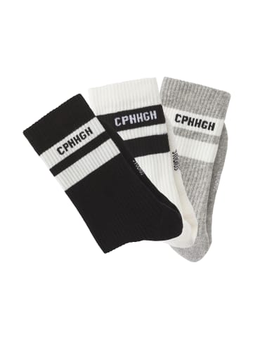 Copenhagen Studios Tennissocken in 1x schwarz, 1x off white, 1x grau meliert