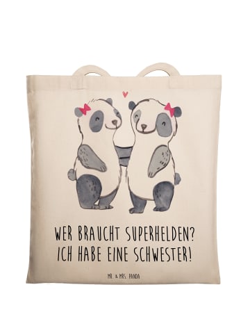 Mr. & Mrs. Panda Stofftasche Liebe Schwester mit Spruch in Creme