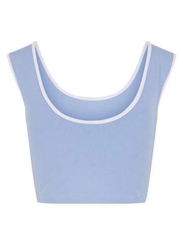 Urban Classics Cropped Tee in powderblue/white+blushedrose/white