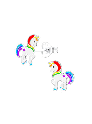 Alexander York Ohrring - Ohrstecker EINHORN regenbogenfarben in 925 Silber - 2-tlg.
