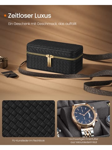 SONGMICS HOME Uhrenbox Bridie in Schwarz - (B)20 x (H)9 x (T)10 cm