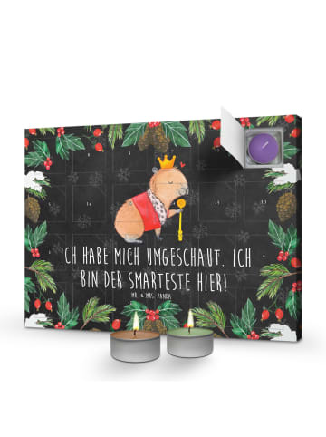 Mr. & Mrs. Panda duftkerzenkalender Capybara König mit Spruch in Kreidetafel