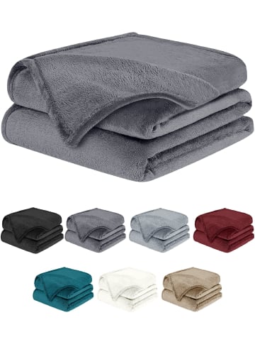 COFI 1453 Kuscheldecke – weiche Fleecedecke, als Tagesdecke oder in Grau