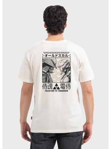 OLDSKULL T-Shirt Asian Samurai Robot Fusion Graphic in Off White