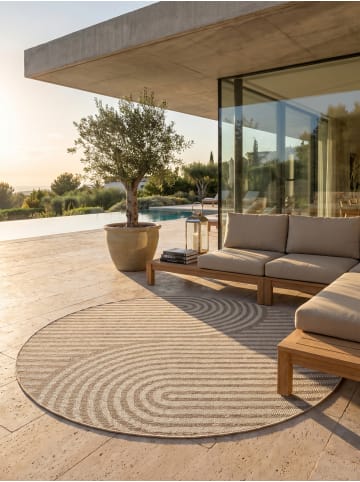 KADIMA DESIGN Outdoorteppich Boho Wetterfest UV-beständig Waschbar in Beige