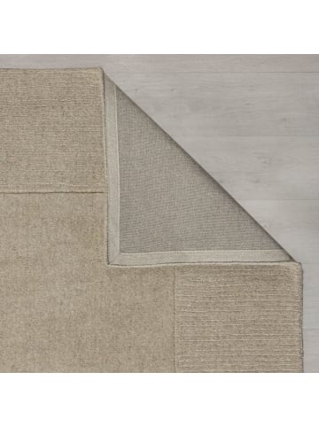 KADIMA DESIGN Wollteppich Uni-Design mit Bordüre, rutschfest, 100% Wolle Teppich in Beige