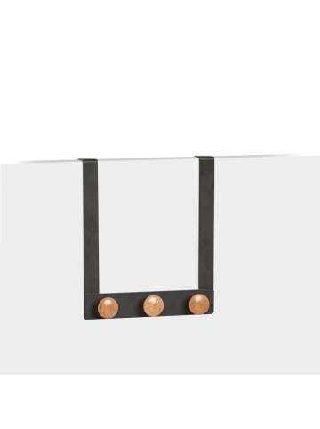 Tür-Hakenleiste mit 3 Haken in Schwarz, 5 x 25 x 24,5 cm