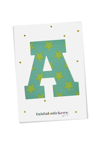 fabfabstickers Buchstabe "A" aus Stoff in Green-Mix zum Aufbügeln