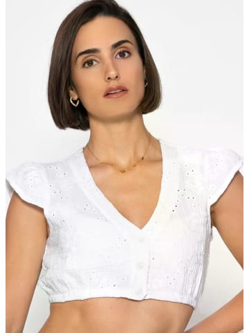 SASSYCLASSY Bluse aus Musselin mit Stickerei in Weiß
