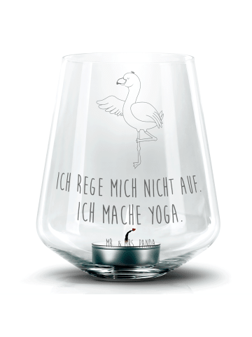Mr. & Mrs. Panda Kerzenständer Flamingo Yoga mit Spruch in Transparent