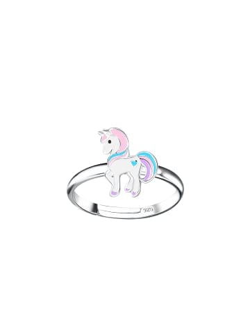 Alexander York Kinderschmuck-Ring EINHORN HERZ hellrosa in 925 Sterling Silber in silber