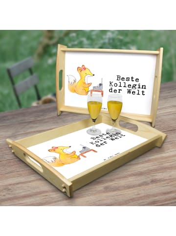 Mr. & Mrs. Panda Holztablett Fuchs Beste Kollegin der Welt mit S... in Weiß