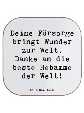 Mr. & Mrs. Panda Bierdeckel Spruch Beste Hebamme mit Spruch in Weiß