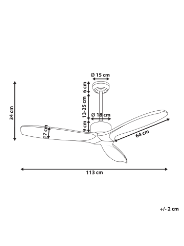 Beliani 2-tlg Deckenventilator ohne Beleuchtung ARANI in Braun/Schwarz