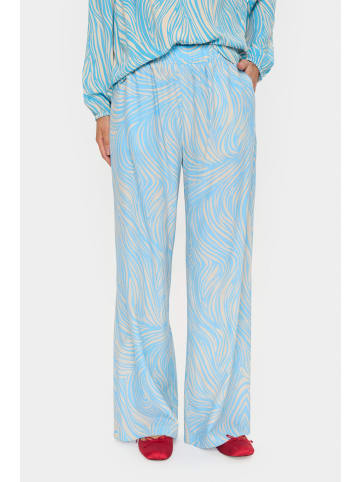 SAINT TROPEZ Casual Hose JessicaSZ Lockere Passform in Blue Leaves Strokes