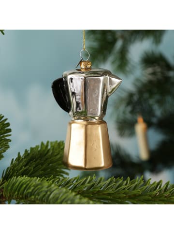 MARELIDA Weihnachtsbaumschmuck Espressokanne Glas Espressokocher H: 10cm gold