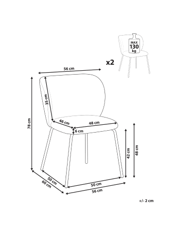 Beliani 2er-Set Esszimmerstuhl CALERA in Grün/Schwarz